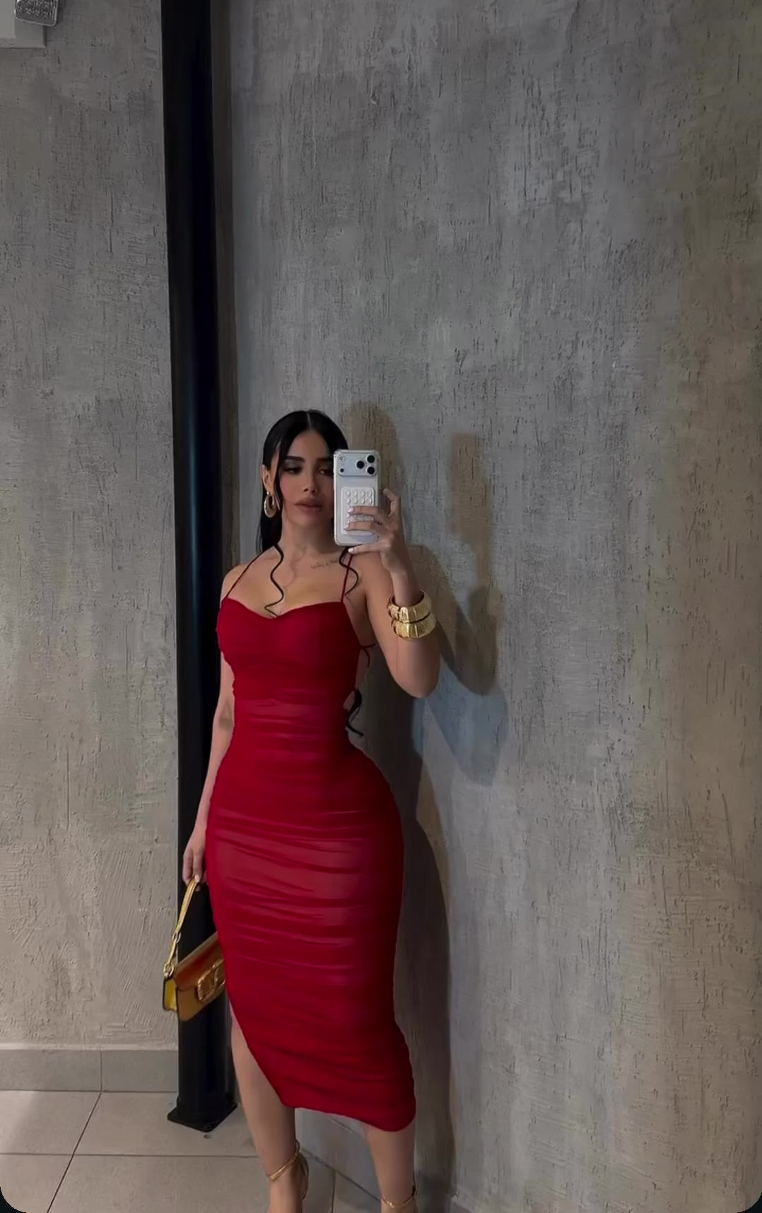 Red MIDI dress